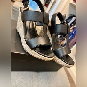 Black leather espadrille wedges - 6.5